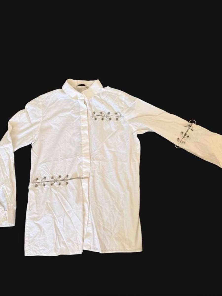 Christopher Kane White Button-Down Shirt With Eyelet Lace-Up Details